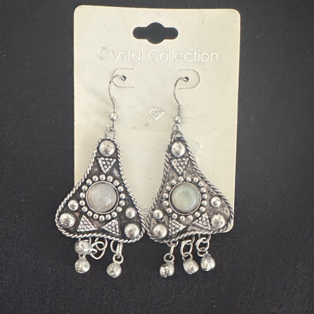 Crystal Collection Silver-Tone Dangle Earrings with Clear Accents